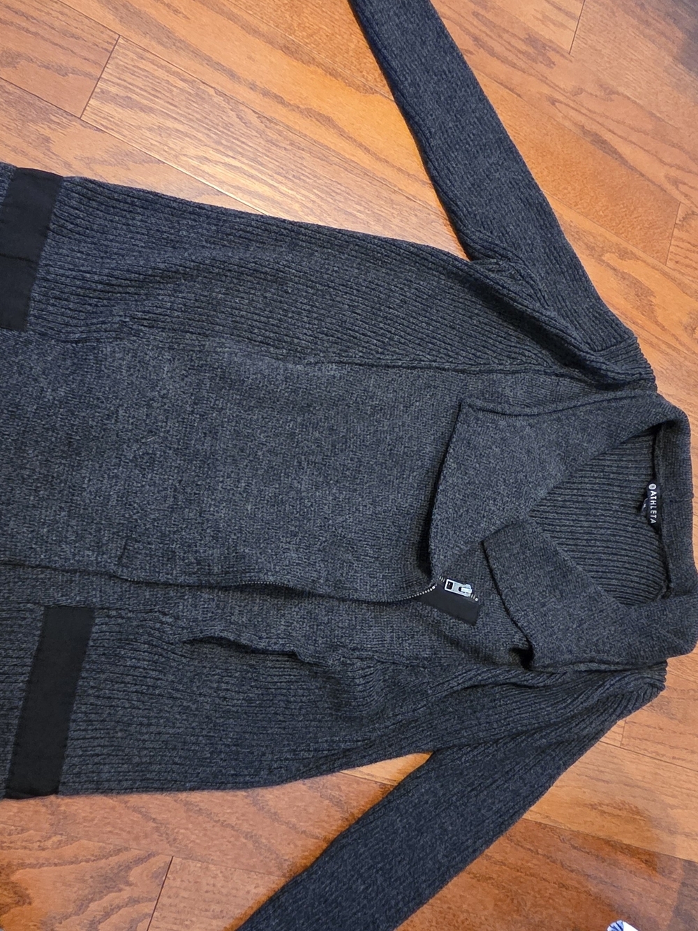 Athleta Charcoal Gray Zip Ribbed Cardigan
